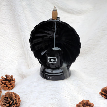 Signamio Aromatic Essence of Ceramic Shivling Shiva Backflow dhoop Smoke Fountain Incense Burner Holder with 30 Cones - Incense Holder for Meditation and Home Decor