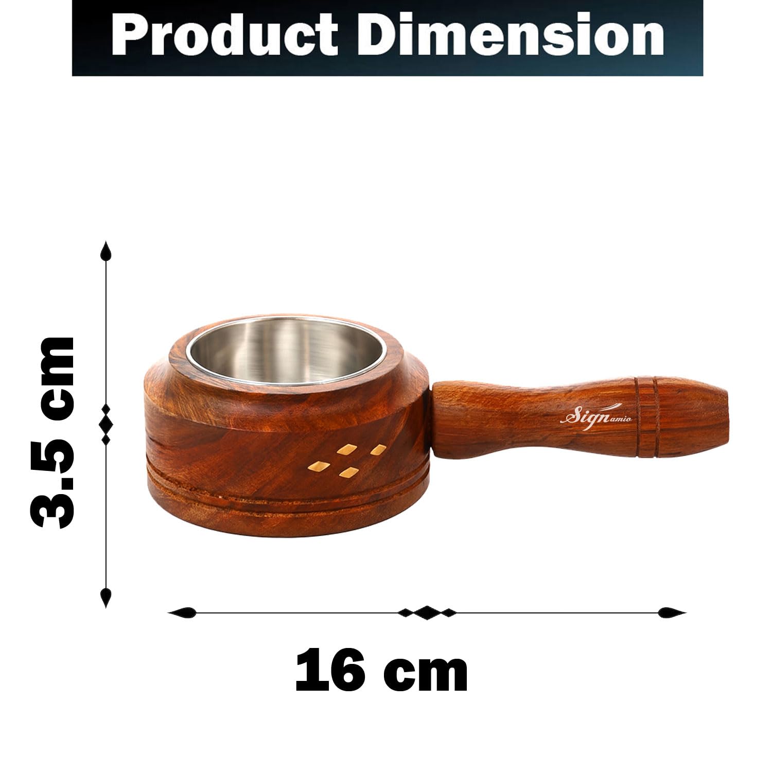 Signamio Wooden Sambrani Dhoop Holder with Handle - Elegant Bakhoor Burner, Loban Burner, Dhoop Dani with Handle, Premium Dhoop Stand for Home Use, Handcrafted Design, Durable Construction -DN-1