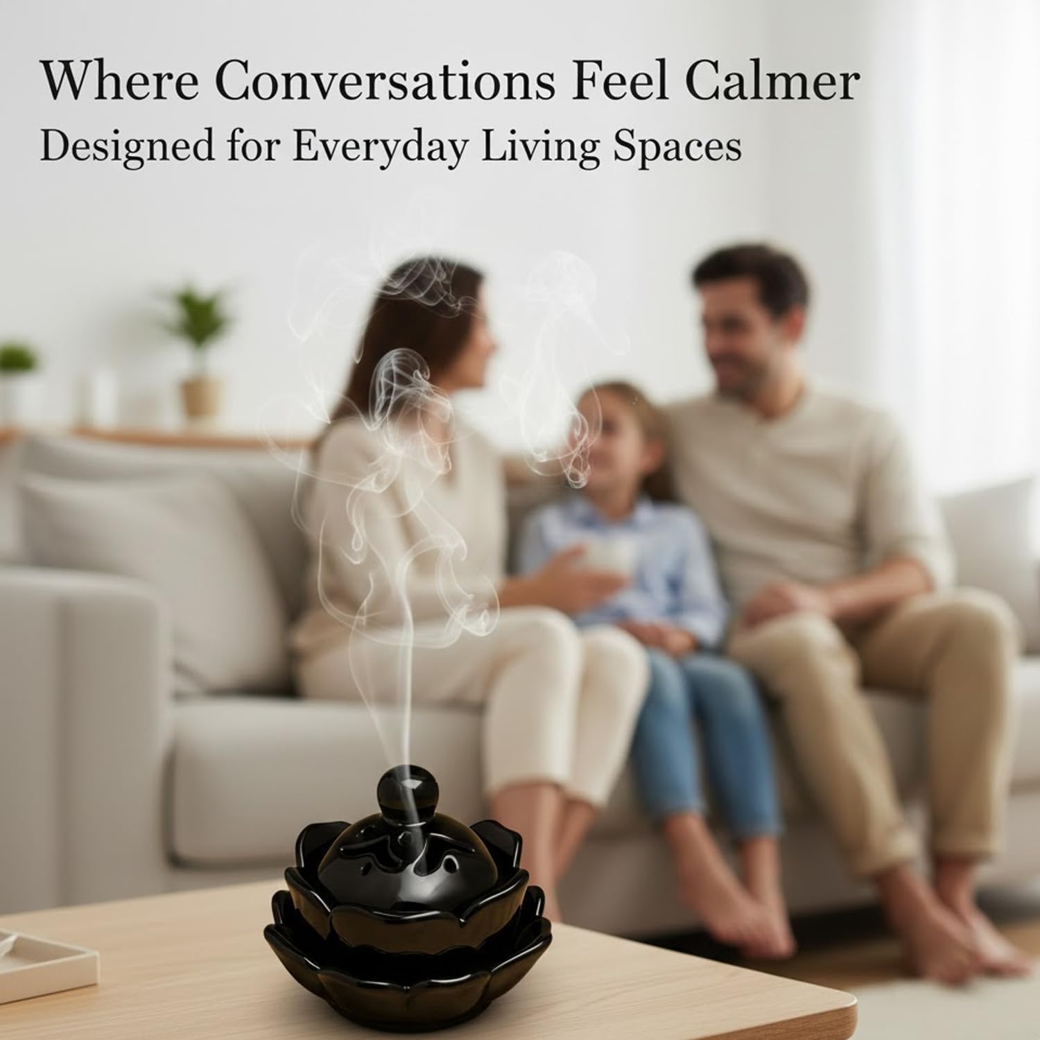 SIGNAMIO Sambrani Dhoop Stand - Ceramic Dhoop Holder for Pooja Room Decoration Items - Elegant and Durable Design - Black