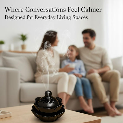 SIGNAMIO Sambrani Dhoop Stand - Ceramic Dhoop Holder for Pooja Room Decoration Items - Elegant and Durable Design - Black