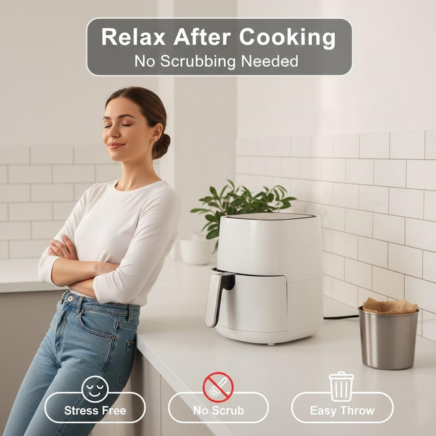 Signamio Air Fryer Paper Sheets - 100 Pcs Airfryer Paper Sheets, Air Fryer Accessories, Heat Resistant, Greaseproof, Waterproof, Safe for Temperatures Up to 230°C - Round