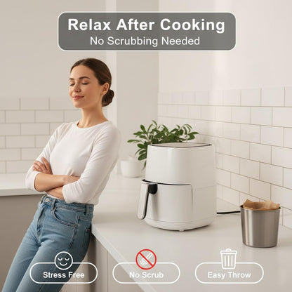 Signamio Air Fryer Paper Sheets - 100 Pcs Airfryer Paper Sheets, Air Fryer Accessories, Heat Resistant, Greaseproof, Waterproof, Safe for Temperatures Up to 230°C - Round