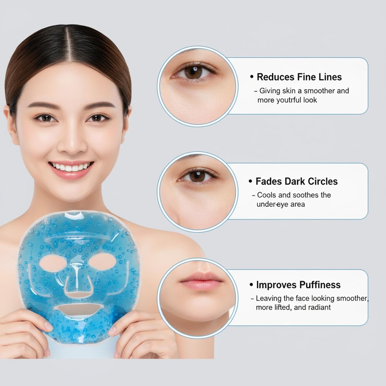 SIGNAMIO Unisex Cooling Face Mask Cold Therapy Gel Mask for Glowing Skin - Ice Pack for Face Skincare, Cool Mask, Face Ice Pack, Cooling Pack for Face