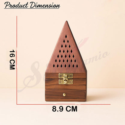 SIGNAMIO® Wooden Sambrani Dhoop Stand Incense Holder: Dhoop Dani Items for Home Mandir, Perfect Pooja Room Decoration and Pooja Thali Set Rituals -Pack of 1
