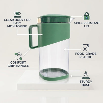 Signamio 1800 ML Water Jug with Lid & Handle | Plastic Juice Jug for Water, Juice & Beverages | Water Jug for Dining Table | Easy Pour Serving Pitcher for Home, Kitchen & Refrigerator - Pista