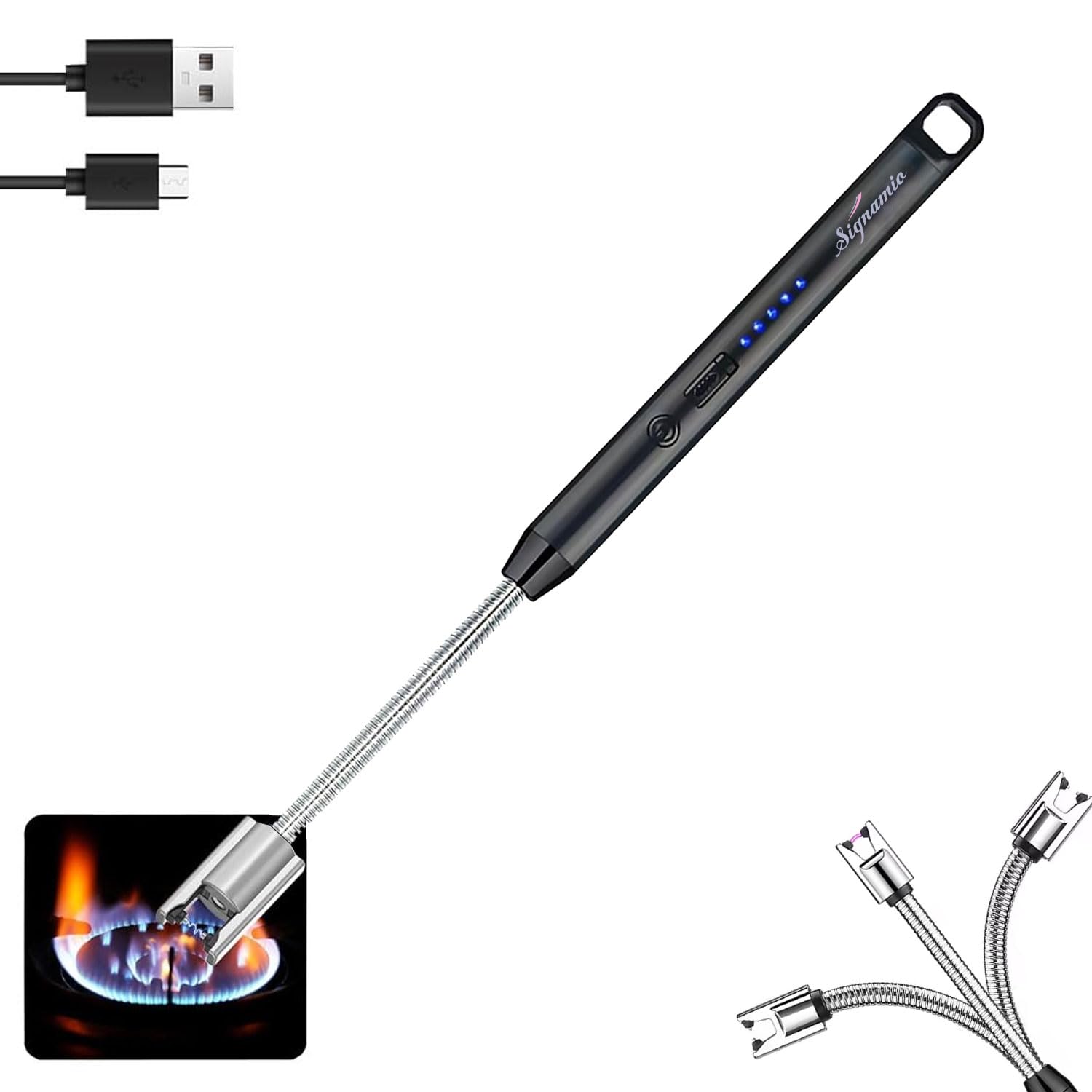 Signamio Lighter for Gas Stove - Electric Lighter Rechargeable with USB, 360 Flexible Neck