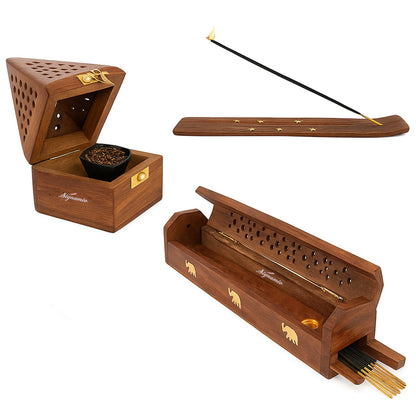 SIGNAMIO® Eiffel Tower Wooden Sambrani Dhoop Stand Incense Holder: Perfect Pooja Room Stand Decoration Item, Dhup Dani & Doopam Holder, Essential Puja Item for Home Mandir and Pooja Thali Set Rituals