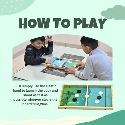 Signamio 3in1 Fastest Finger First String Sling Puck Air Ice Hockey, Ludo, Snake Wooden Board Games Set for Kids 10 Years - DN-1