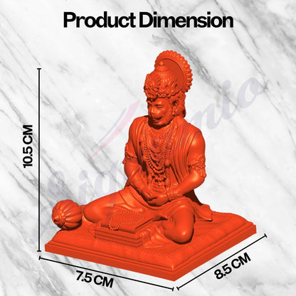 SIGNAMIO Resin Orange Hanuman Ji Idol Statue for Car Dashboard - Divine Bajrangbali Murti, Perfect Hindu God Gift Item and Home Puja Decoration Ideal Hanuman Murti, 8.3 x 7.5 Cm