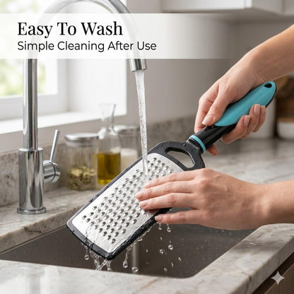 SIGNAMIO® Hand Kadukas Cheese Grater and Vegetable Shredder for Kitchen Stainless Steel Ginger Crusher, Carrot Grater, Garlic Slicer with Protective Cover (Sky Blue)