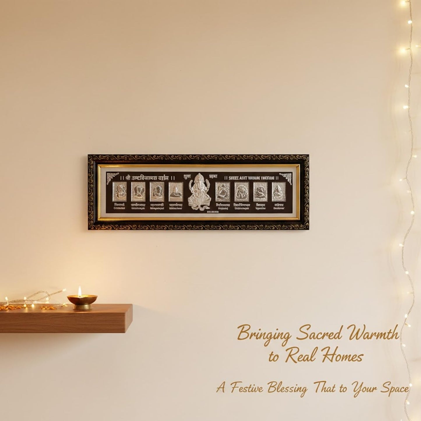 SIGNAMIO 999 Pure Silver Ashtavinayak Ganesha Photo Frame - Elegant Gift for Pooja Room, Premium Silver God Photo Frames