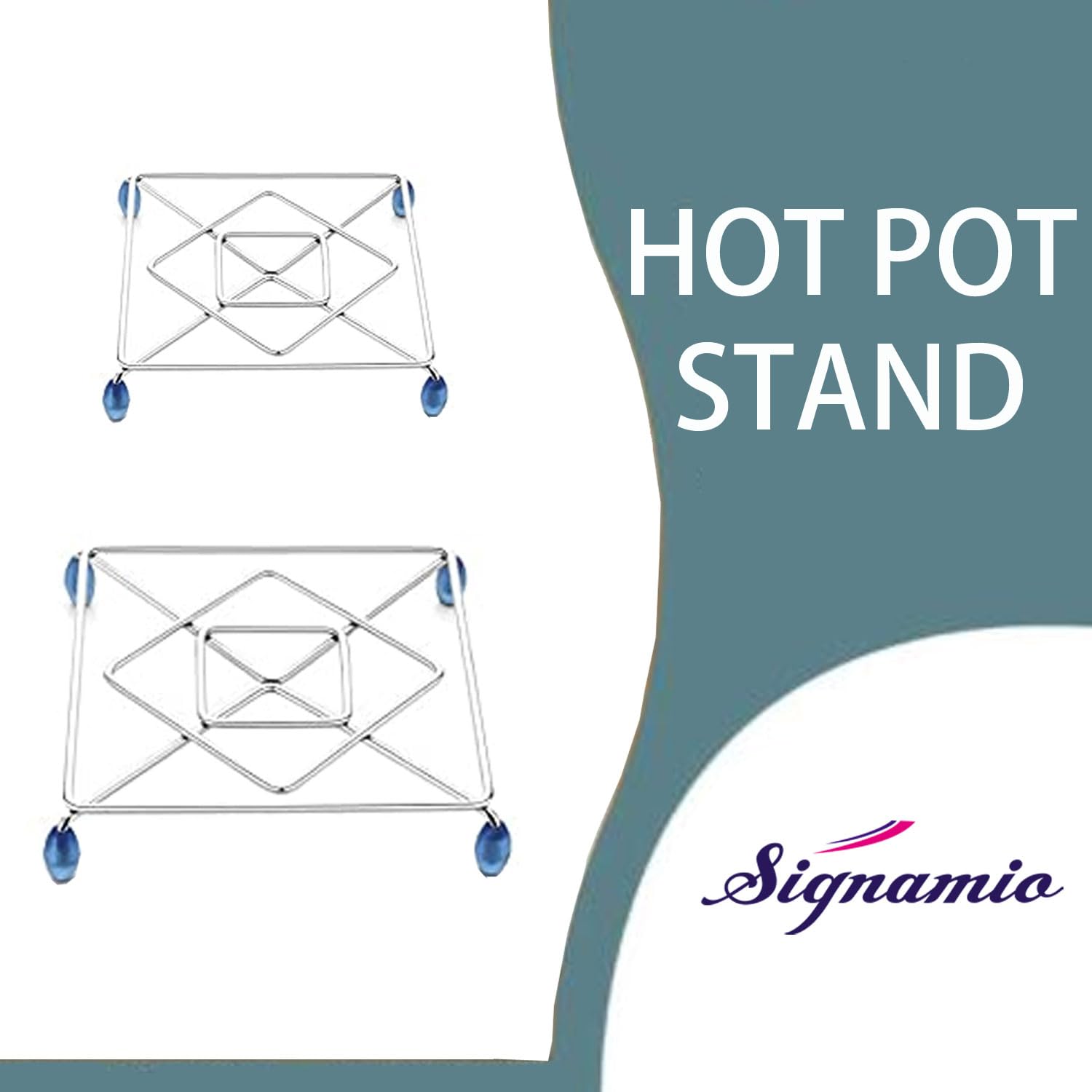 SIGNAMIO® Pack of 2 Stainless Steel Trivets Hot Pot Stand for Kitchen & Dining Table, Heat-Resistant Utensil Holder, Perfect Cooker Stand & Hot Vessel Holder