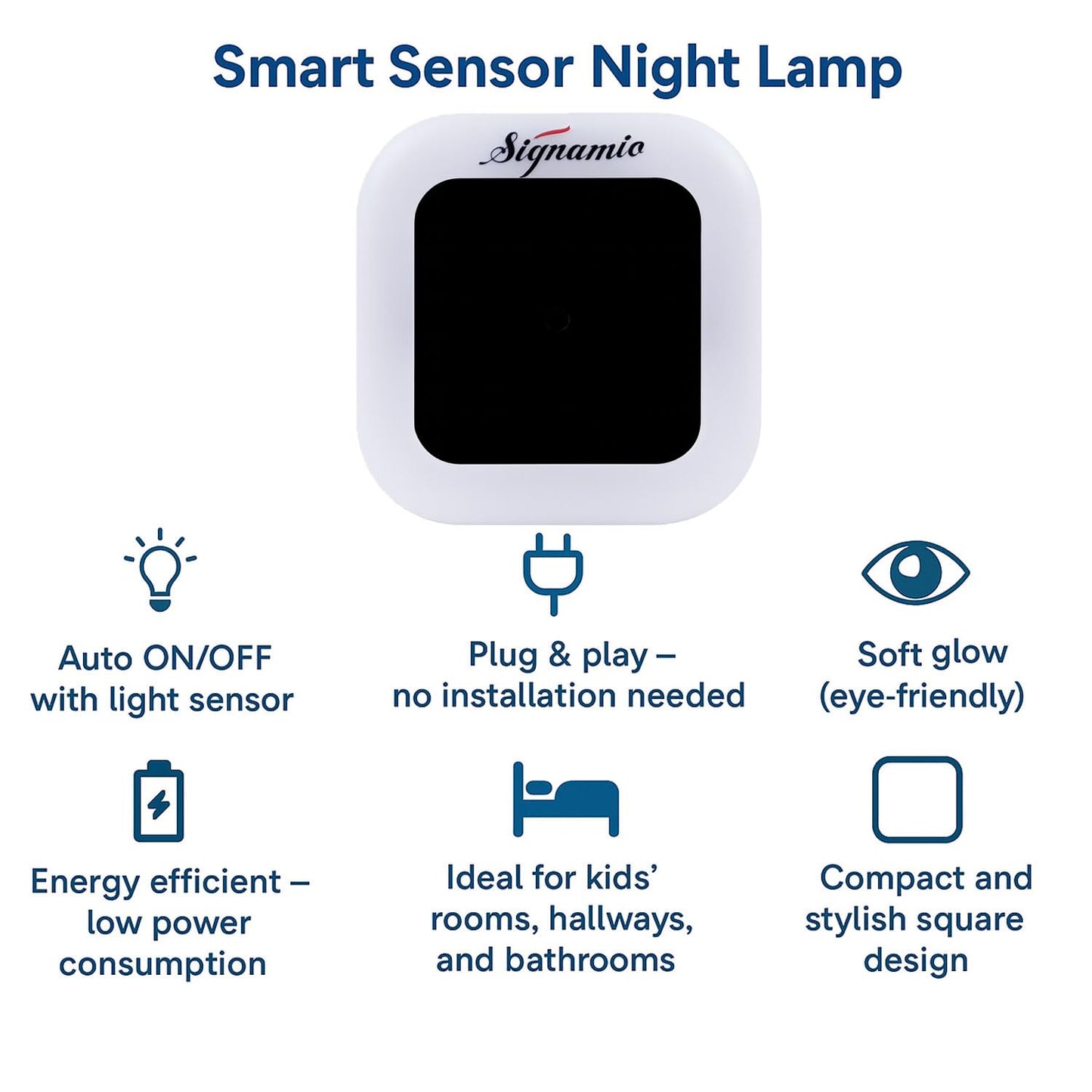 Signamio 1 Pcs Sensor Light for Home Indoor - Smart Motion Sensor LED Light, Automatic On/Off Night Lamp, Energy-Saving 0.5W for Bedroom, Bedside, Home Use-White
