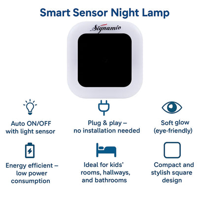Signamio 1 Pcs Sensor Light for Home Indoor - Smart Motion Sensor LED Light, Automatic On/Off Night Lamp, Energy-Saving 0.5W for Bedroom, Bedside, Home Use-White