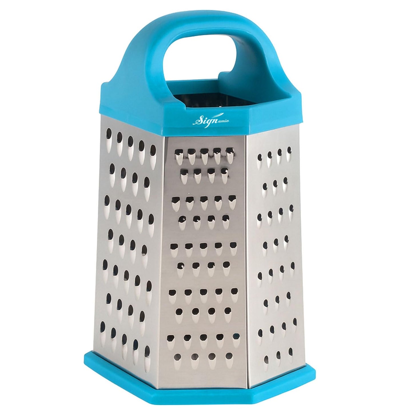SIGNAMIO® Hand Kadukas Cheese Grater and Vegetable Shredder for Kitchen Stainless Steel Ginger Crusher, Carrot Grater, Garlic Slicer with Protective Cover (Sky Blue)