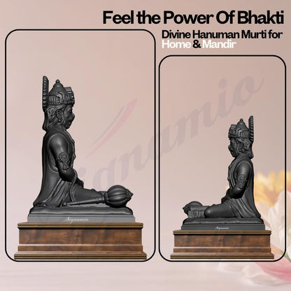 SIGNAMIO Resin Black Hanuman Ji Idol Statue for Car Dashboard - Divine Bajrangbali Murti, Perfect Hindu God Gift Item and Home Puja Decoration Ideal Hanuman Murti, 8.3 x 7.5 Cm
