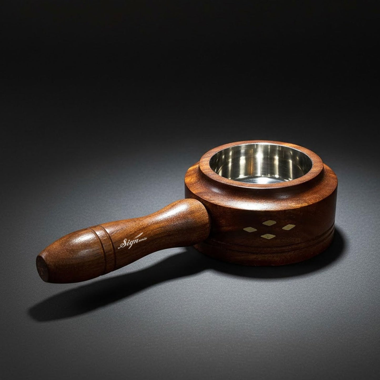 Signamio Wooden Sambrani Dhoop Holder with Handle - Elegant Bakhoor Burner, Loban Burner, Dhoop Dani with Handle, Premium Dhoop Stand for Home Use, Handcrafted Design, Durable Construction -DN-1