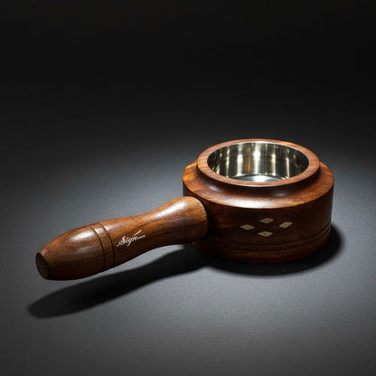 Signamio Wooden Sambrani Dhoop Holder with Handle - Elegant Bakhoor Burner, Loban Burner, Dhoop Dani with Handle, Premium Dhoop Stand for Home Use, Handcrafted Design, Durable Construction -DN-1