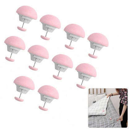 Signamio Quilt Button Fixers - 10 Pcs Set, Blanket Clips for Cover, Blanket Button Clip, Duvet Clip Holder, Secure Hold for Bedsheet, Blanket, Rajai, Ideal for Bedroom Essentials - Pink Color