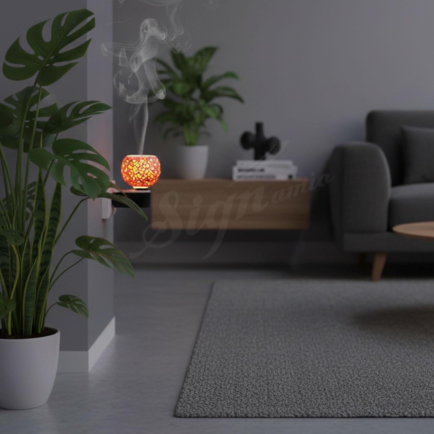 SIGNAMIO Multi Color 2 in 1 Kapoor Dani Electric Camphor Diffuser Burner & Aroma Diffuser Home Fragrance with Night Lamp, Perfect for Pooja Rooms & Daily Room Freshener Needs - DN-12