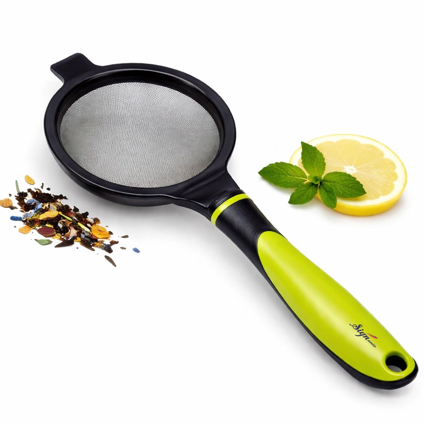 Signamio Diameter 18 cm Stainless Steel Deep Fry Net Spoon Oil Strainer for Kitchen - Frying Spoon for Puri & Poori Strainer Kitchen Utensil for Frying, Cooking & Straining Tool Wood Handle