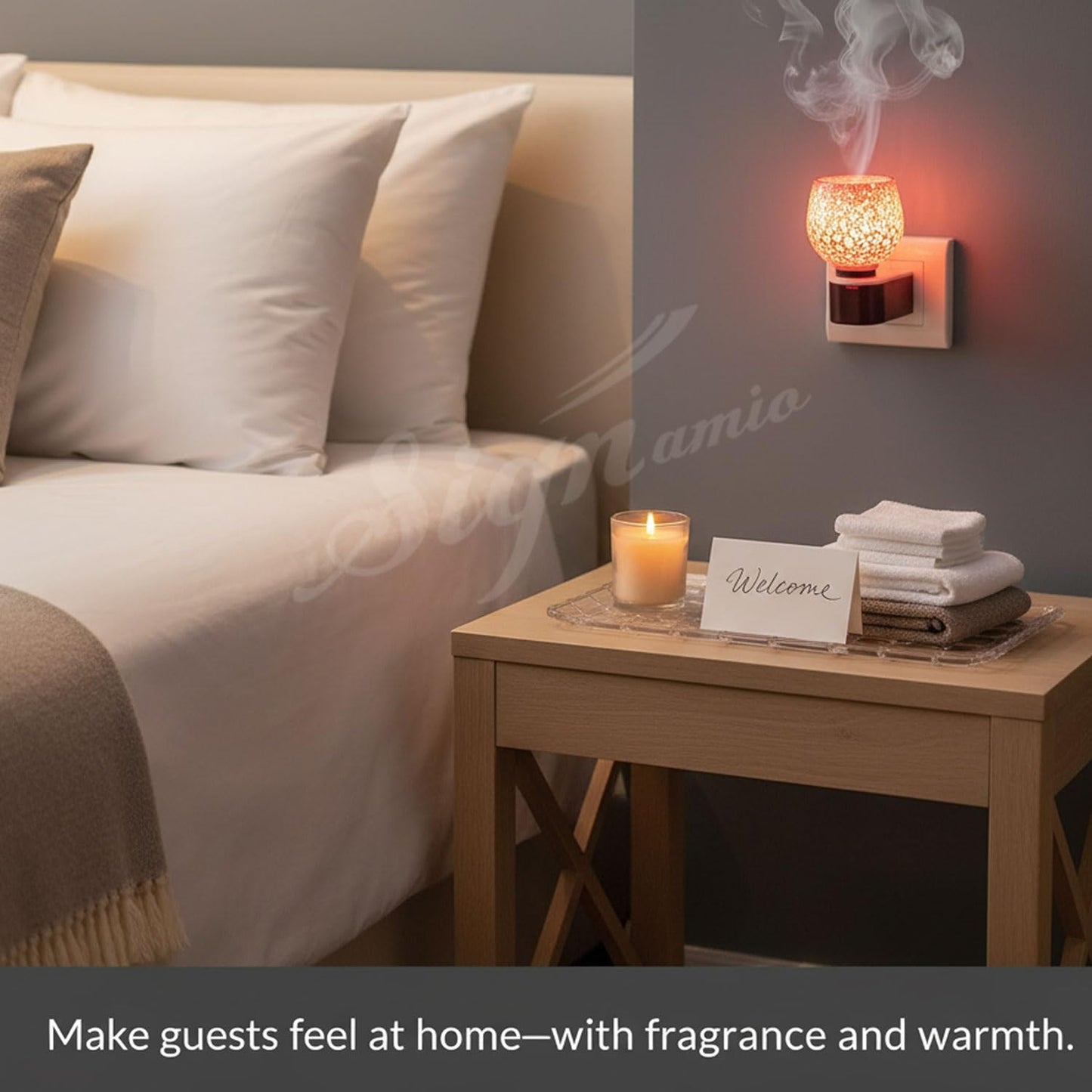 SIGNAMIO Multi Color 2 in 1 Electric Kapoor Dani Burner: Essential Home Fragrance Product & Room Freshener Diffuser with Night Lamp for Pooja Rooms, Aroma, Oil & Camphor Diffuser Capabilities-DN-Red