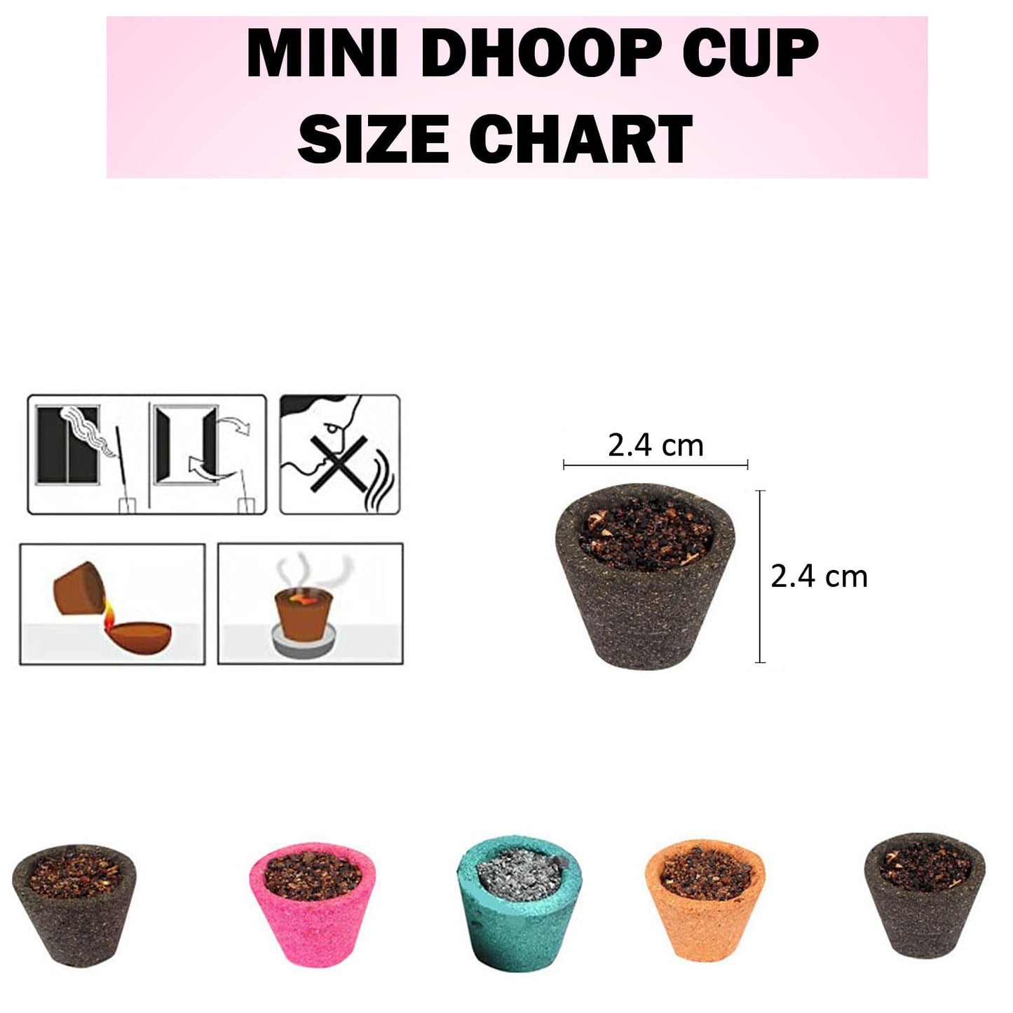 Signamio Mini Sambrani Dhoop Cup Pack 5-60 Cup Dhoop with Loban, Guggal, Rose, Sandal, Mogra - Aromatic Dhoop Cup for Meditation and Relaxation - Traditional Fragrance