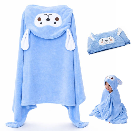 SIGNAMIO Baby Towels 2-4 Years - Soft Poncho Hooded Bath Towel for Kids - Lightweight Baby Towel for 0 to 6 Month - Premium Material for Comfort and Absorbency - Blue Color