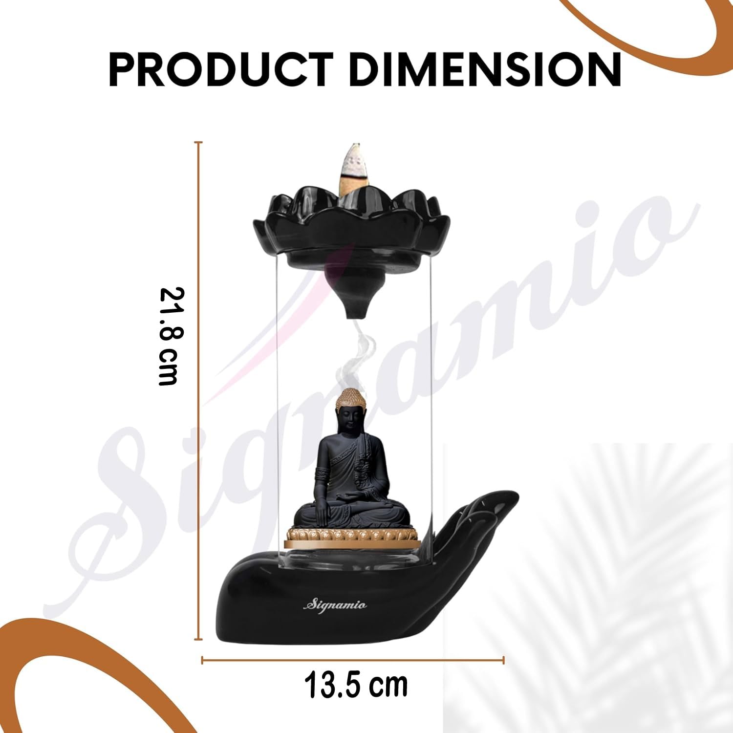 Signamio Hand Buddha Idols for Home Decor Backflow Smoke Fountain - Elegant Buddha Statue Design, Ideal Buddha Idol for Tranquil Ambiance in Your Home or Office with 30 Cone