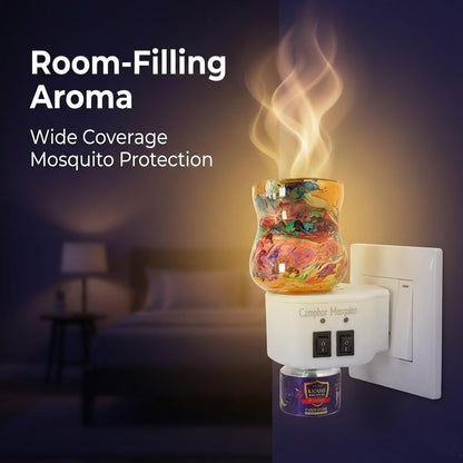 Signamio 3 in 1 Multi-Functional Camphor Diffuser Burner - Kapoor Dani Electrical Camphor with Night Lamp & Mosquito Repellent | Kapoor Dani for Home Fragrance and Ambient Lighting DN-30