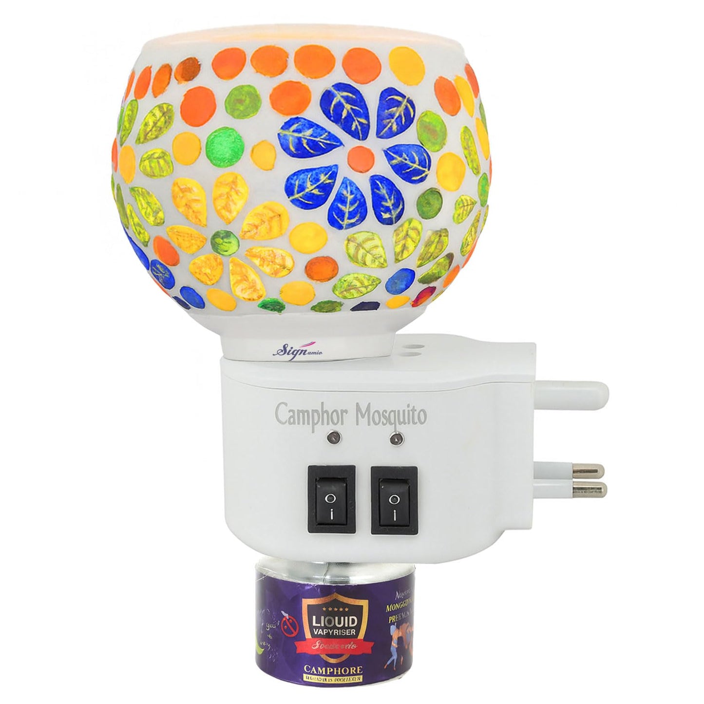 SIGNAMIO Multi Color 2 in 1 Electric Kapoor Dani Burner: Essential Home Fragrance Product & Room Freshener Diffuser with Night Lamp for Pooja Rooms, Aroma, Oil & Camphor Diffuser Capabilities-DN-Red