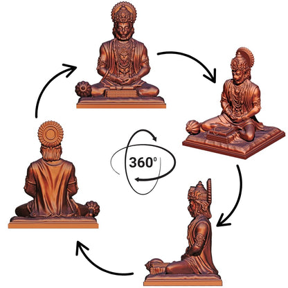 SIGNAMIO Copper Hanuman Ji Idol Statue for Car Dashboard - Divine Bajrangbali Murti, Perfect Hindu God Gift Item and Home Puja Decoration Ideal Hanuman Murti as Car Dashboard Accessory, 8.3 x 7.5 Cm