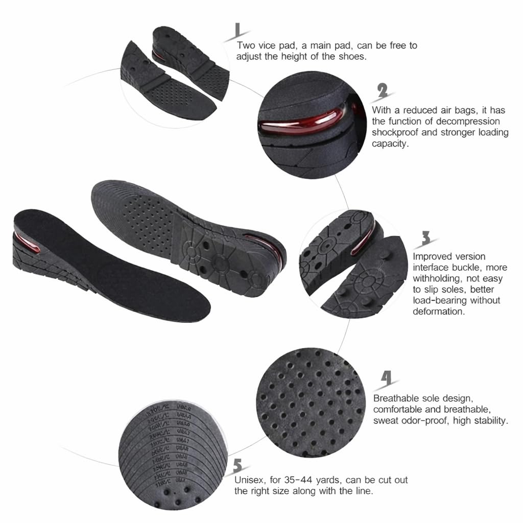 Signamio Height Increase Insoles for Men and Women, 4-Layer Adjustable Shoe Insoles for Men, Up to 9cm Height Booster Sole, Soft Material, 1 Pair, Sizes ranging US 4 to 9