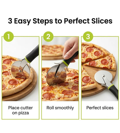 SIGNAMIO Pizza Cutter for Kitchen Durable Stainless Steel Wheel Brownie Cutter Tool with Sharp Blade and Comfortable Non Slip Handle for Effortless Slicing at Home