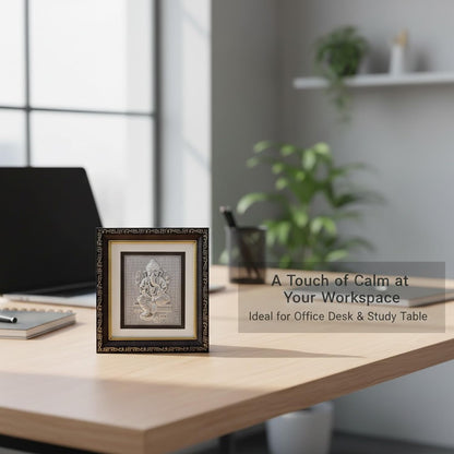 SIGNAMIO 999 Pure Silver Ganesha Photo Frame - Elegant Gift for Pooja Room, Ideal Pure Silver Gift Items