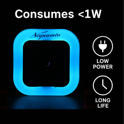 Signamio 1 Pcs Sensor Light for Home Indoor - Smart Motion Sensor LED Light, Automatic On/Off Night Lamp, Energy-Saving 0.5W for Bedroom, Bedside, Home Use-Blue