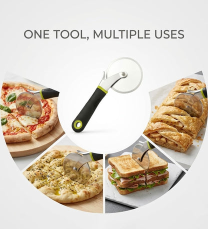 SIGNAMIO Pizza Cutter for Kitchen Durable Stainless Steel Wheel Brownie Cutter Tool with Sharp Blade and Comfortable Non Slip Handle for Effortless Slicing at Home