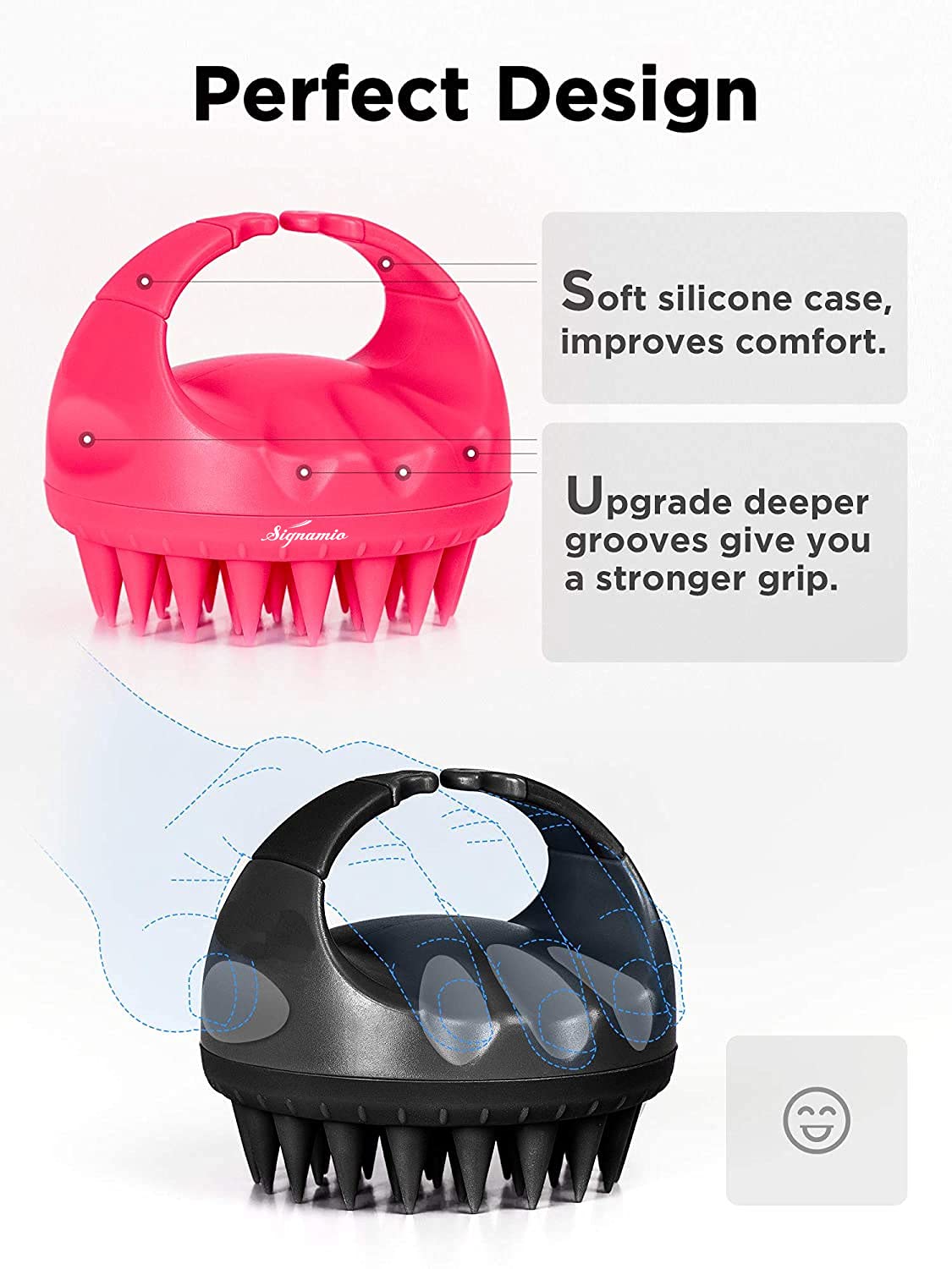 SIGNAMIO® Shampoo Brush Silicon Scalp Massager Hair Brush Wet Dry Comb Head Scrubber 100% Comfortable for Hair Improve Blood Circulation for Men,Women Pets - Pink - Pack 1