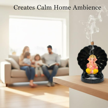 Signamio Snake Ganesha Backflow dhoop Smoke Fountain Aromatic Essence of Resin Incense Burner Holder with 30 Cones for Meditation and Home Decor