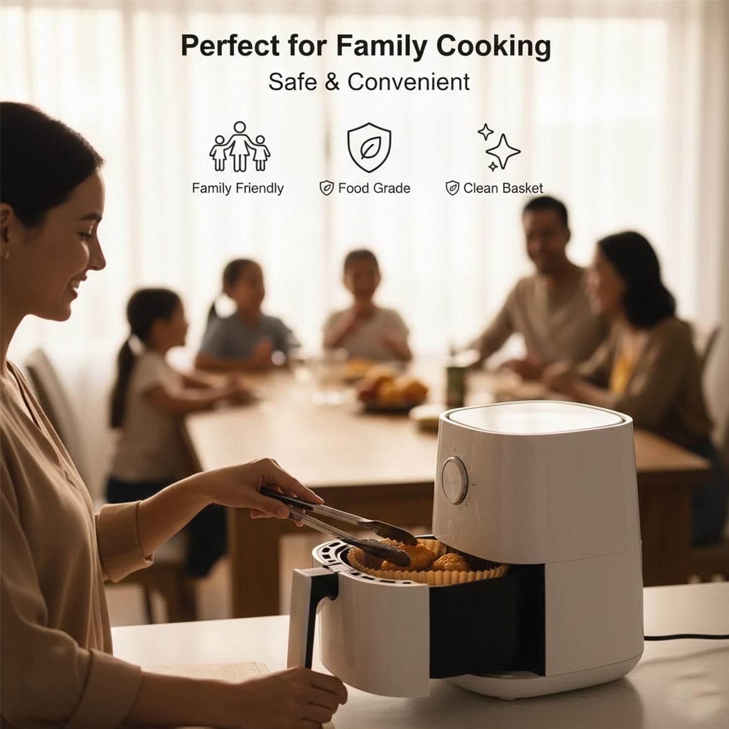 Signamio Air Fryer Paper Sheets - 100 Pcs Airfryer Paper Sheets, Air Fryer Accessories, Heat Resistant, Greaseproof, Waterproof, Safe for Temperatures Up to 230°C - Round