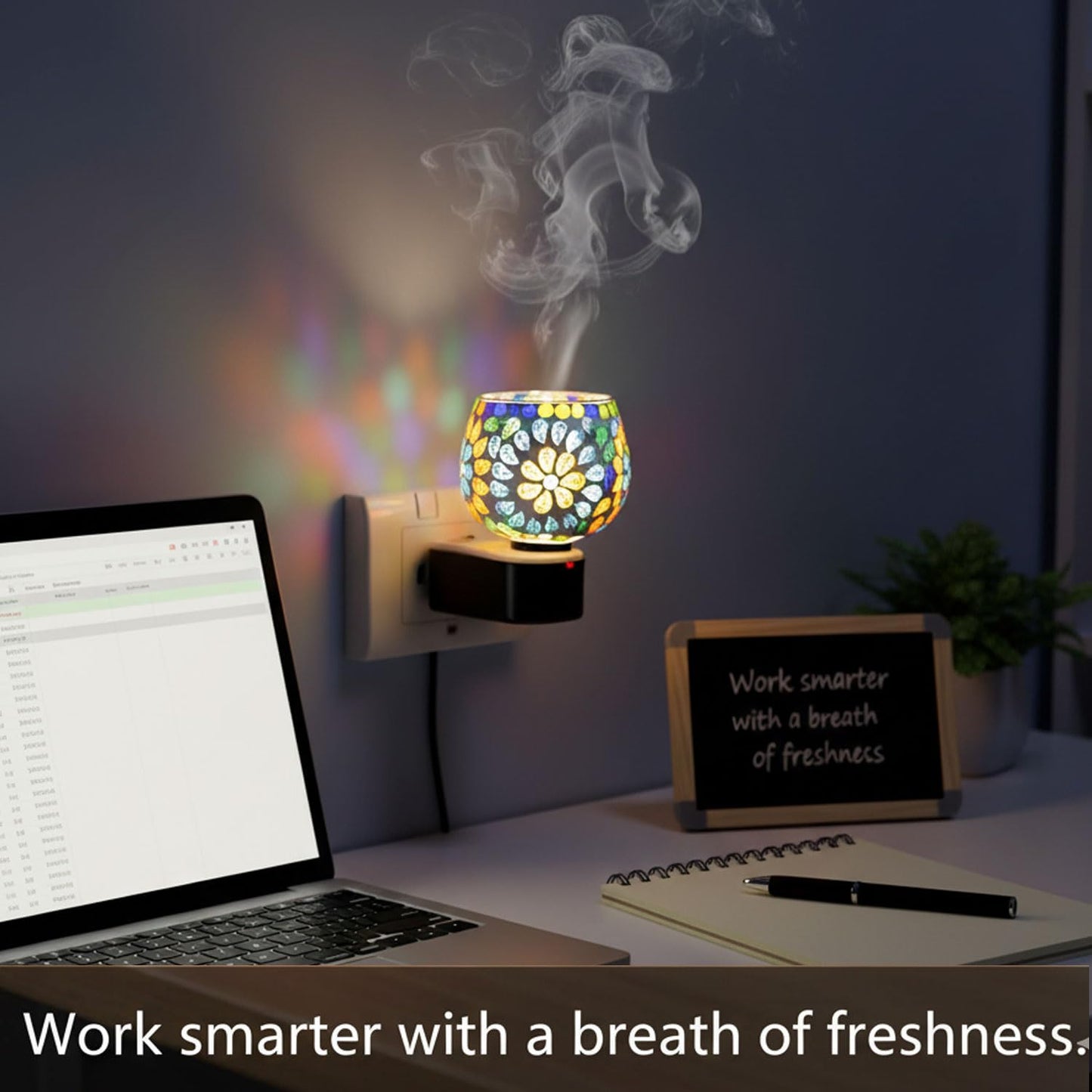SIGNAMIO Multi Color 2 in 1 Kapoor Dani Electric Camphor Diffuser Burner & Aroma Diffuser Home Fragrance with Night Lamp, Perfect for Pooja Rooms & Daily Room Freshener Needs - DN-10
