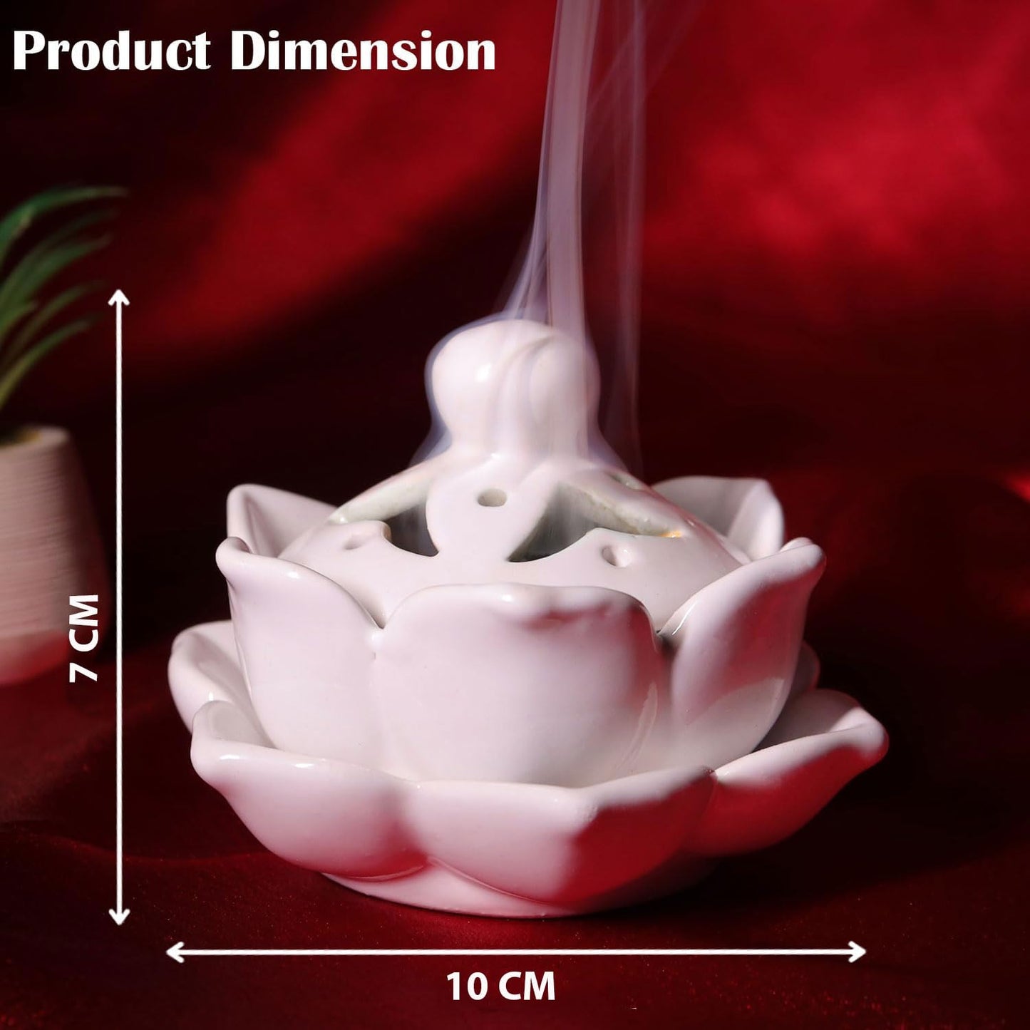 SIGNAMIO Sambrani Dhoop Stand - Ceramic Dhoop Holder for Pooja Room Decoration Items - Elegant and Durable Design - White