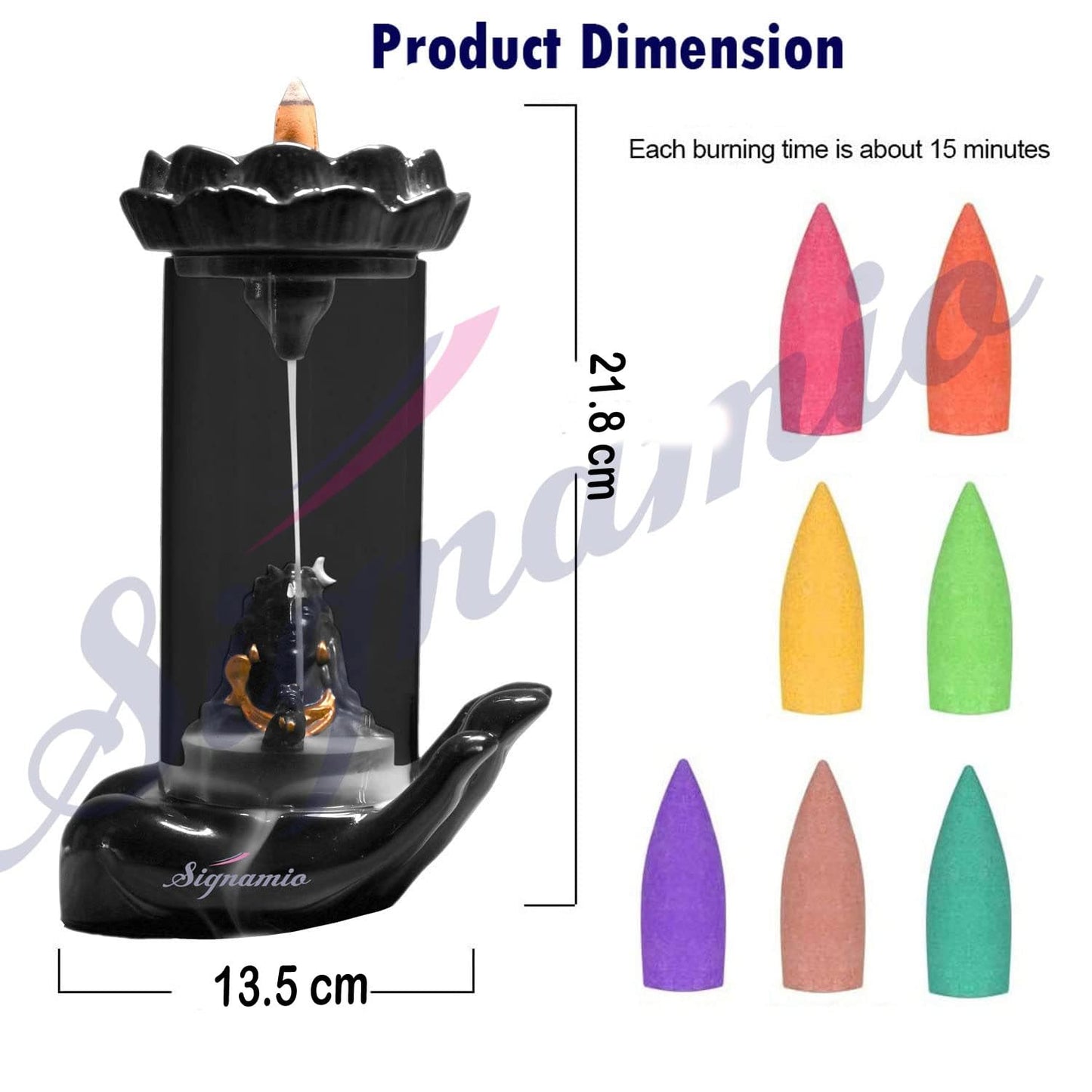 Signamio Adiyogi Shiva Backflow Smoke Fountain - Ceramic Shivling Fountain with 30 Cones, Lord Shiva Idols for Home Decor, Spiritual Mahadev Murti for Meditation and Relaxation