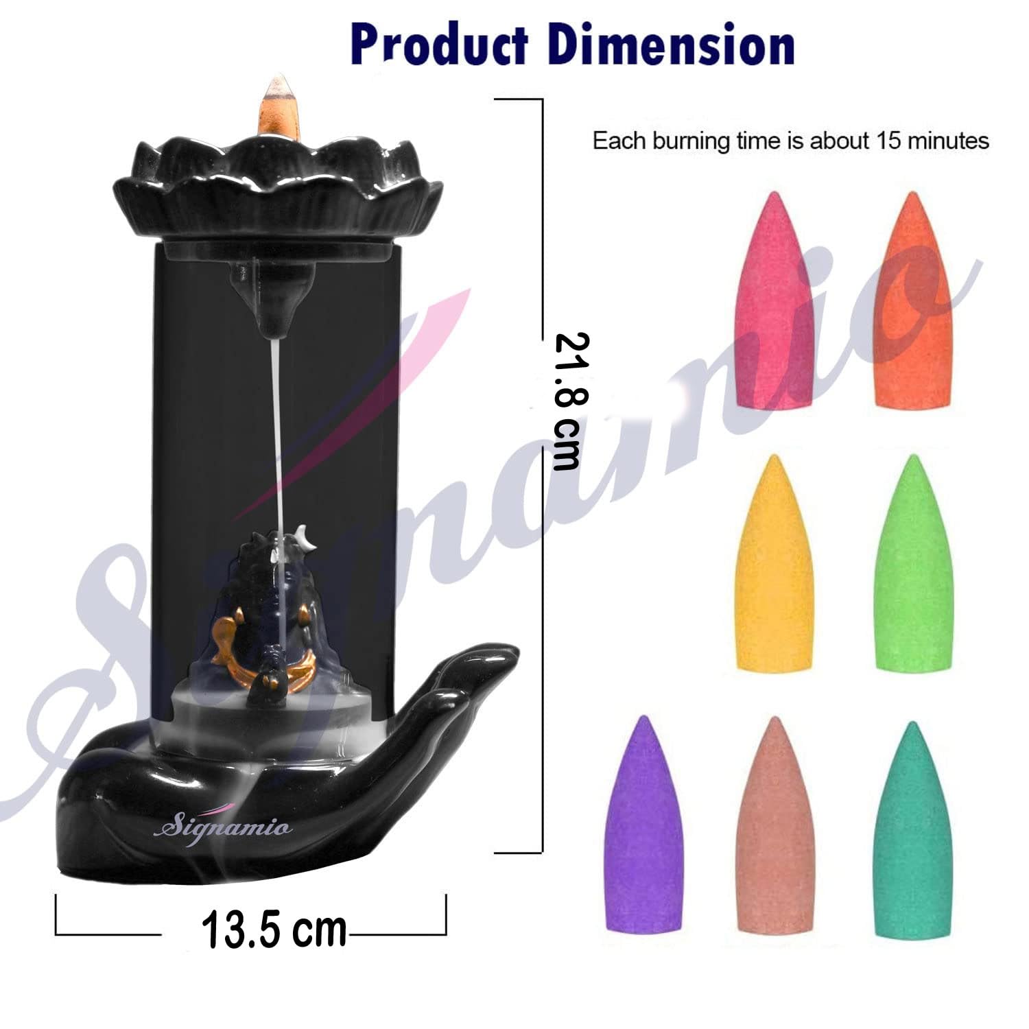 Signamio Adiyogi Shiva Backflow Smoke Fountain - Ceramic Shivling Fountain with 30 Cones, Lord Shiva Idols for Home Decor, Spiritual Mahadev Murti for Meditation and Relaxation