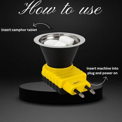 Signamio Home Fragrance Products: Camphor Diffuser Burner, Kapoor Dani Electrical Camphor, Aroma Burner & Bakhoor Burner for Home-Yellow