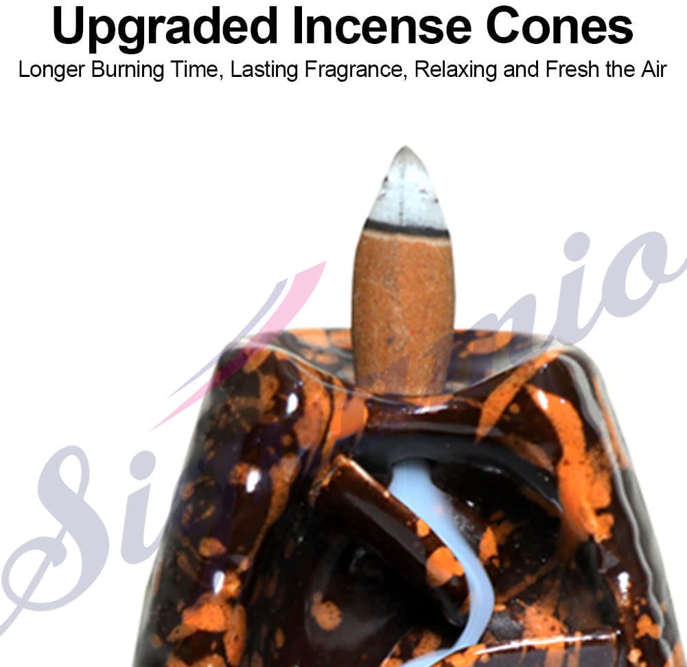 Signamio Ceramic Backflow Incense Fountain - 30 Cones Included for Pooja Meditation, Elegant Backflow Incense Holder, Aesthetic Incense Burner for Decor-DN-Water Flow