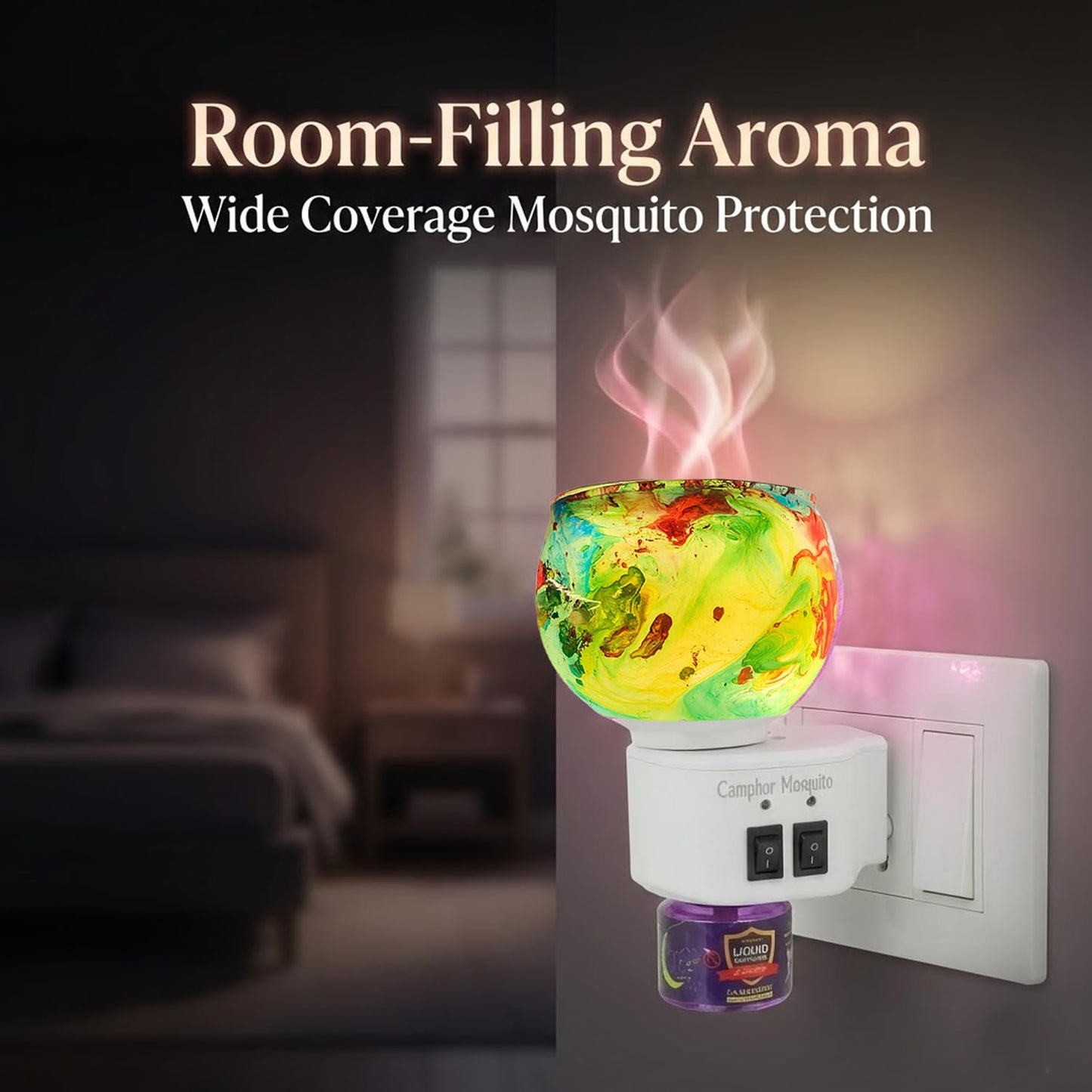 Signamio 3 in 1 Multi-Functional Camphor Diffuser Burner - Kapoor Dani Electrical Camphor with Night Lamp & Mosquito Repellent | Kapoor Dani for Home Fragrance and Ambient Lighting DN-29