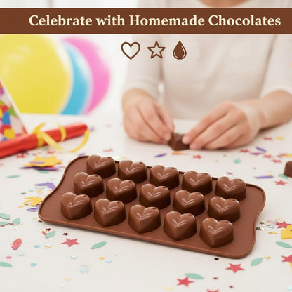 Signamio Chocolate Mould Silicone Set, 2 Pcs Heart Shape & Multi Design Chocolate Silicone Moulds for Baking and Crafting, Durable and Flexible Chocolate Mould for Creative Designs
