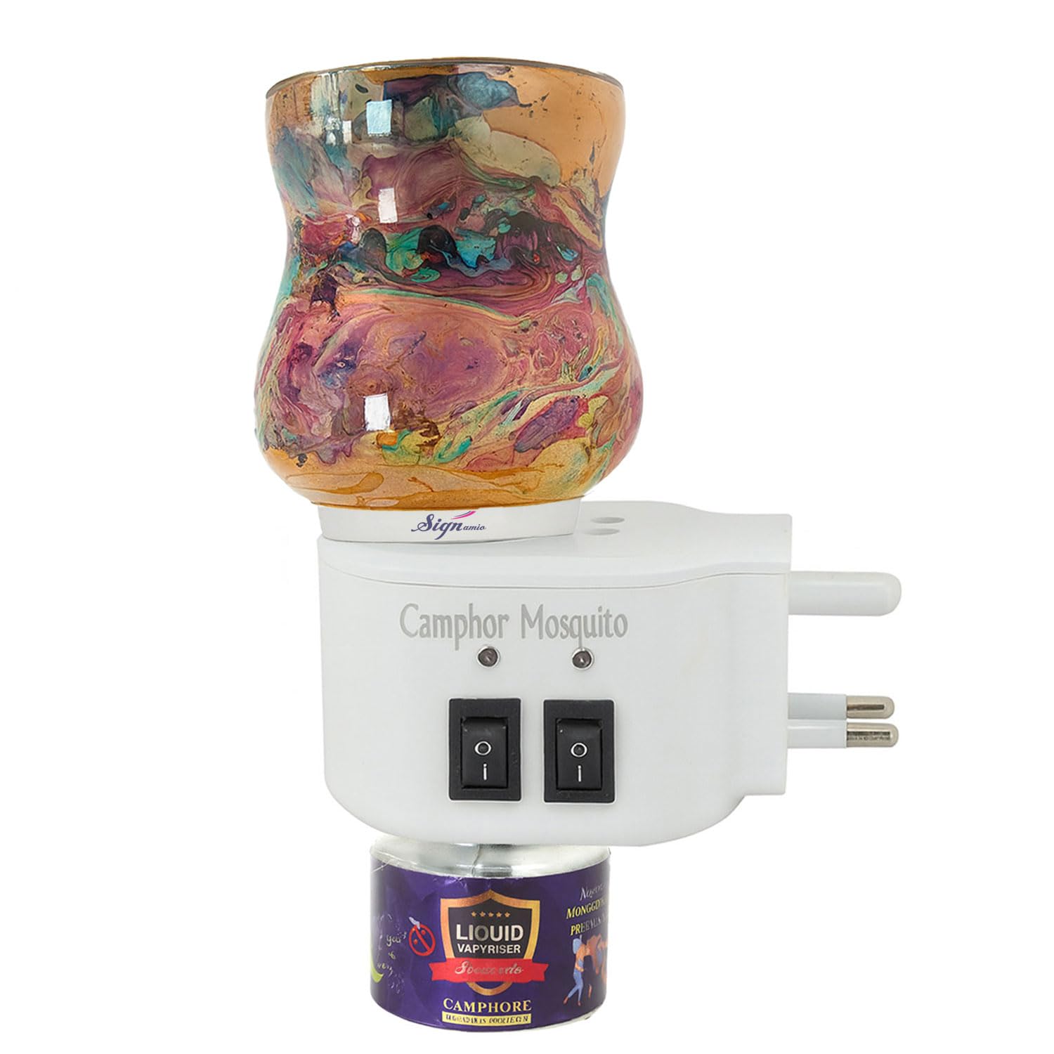 SIGNAMIO ceramic Multipurpose Incense Aroma Dhoop Karpur Kapoor Dani Camphor Burner Diffuser Machine Stand Electrical Night Lamp (Camphor Tablet NOT Included) DN-Ganesh