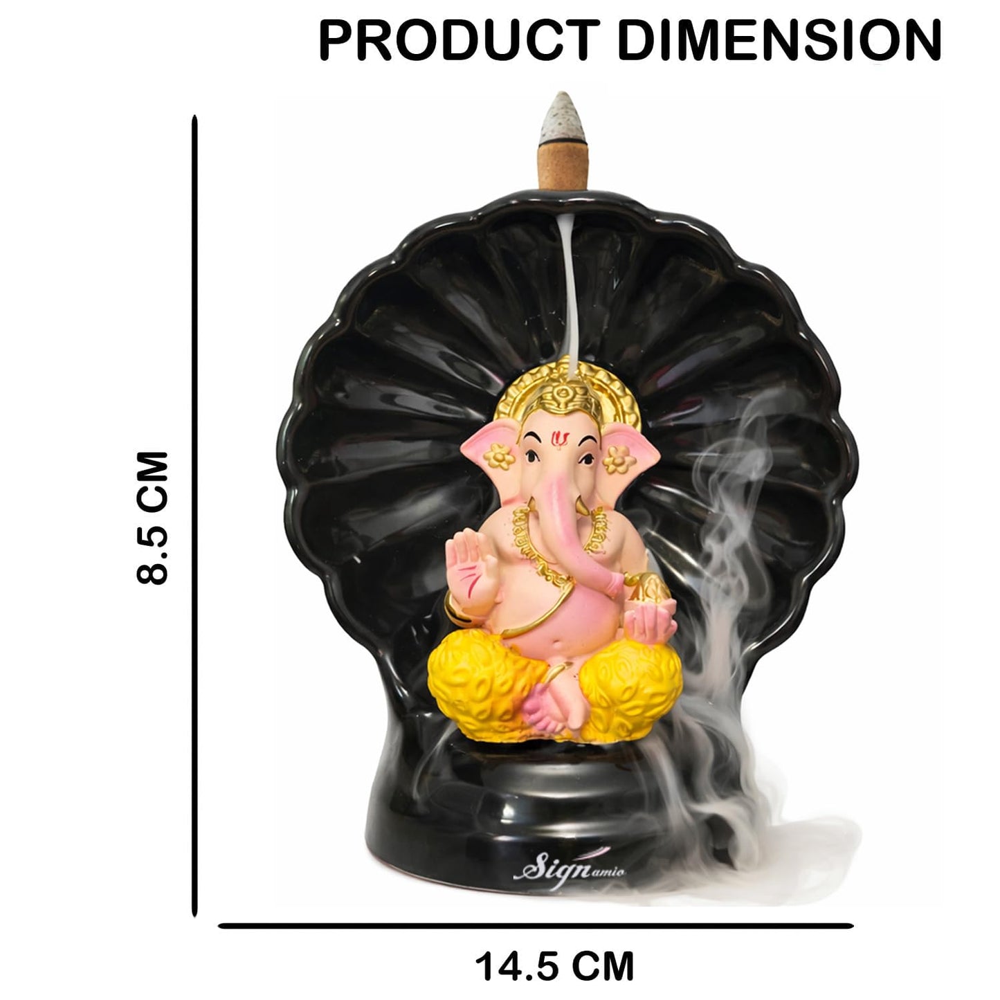 Signamio Snake Ganesha Backflow dhoop Smoke Fountain Aromatic Essence of Resin Incense Burner Holder with 30 Cones for Meditation and Home Decor